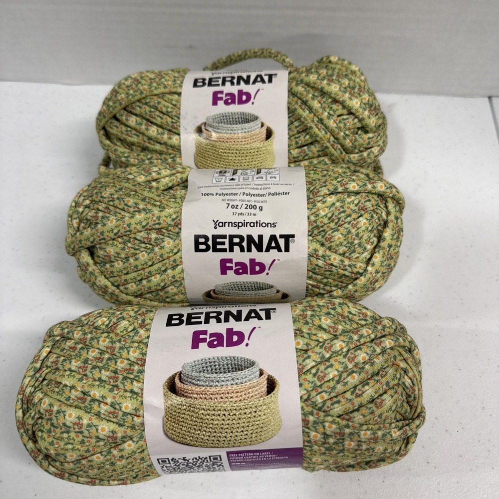Bernat Fab Printed Polyester Tube Yarn 7ozl37 Yards each Sunflower Garden Lot 3